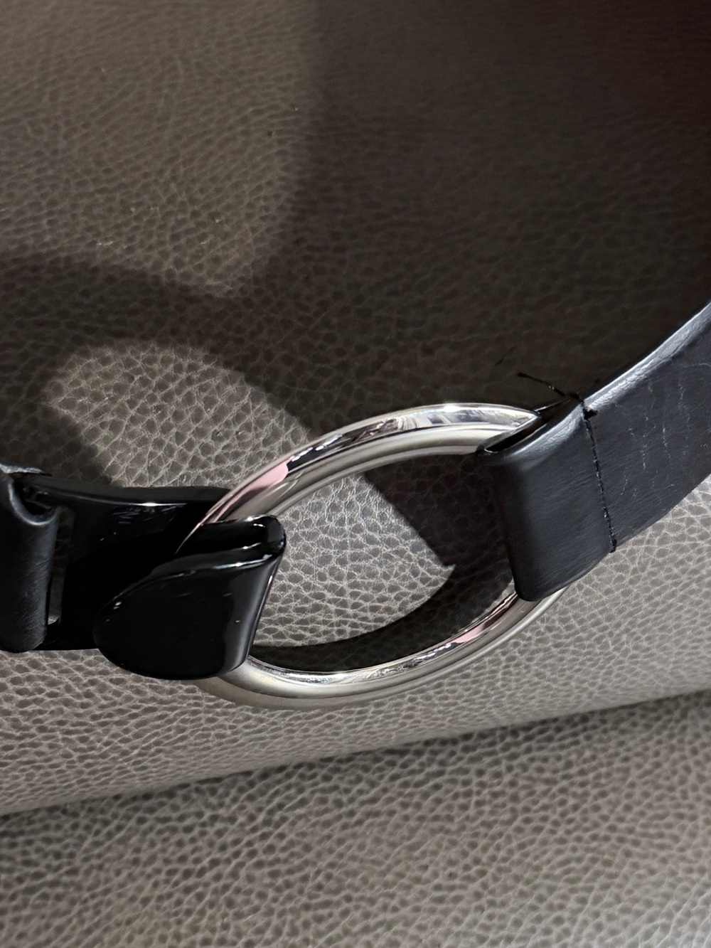 Chicos Black Leather Shoulder Bag with Silver Ring Detail - Picture 4 of 7